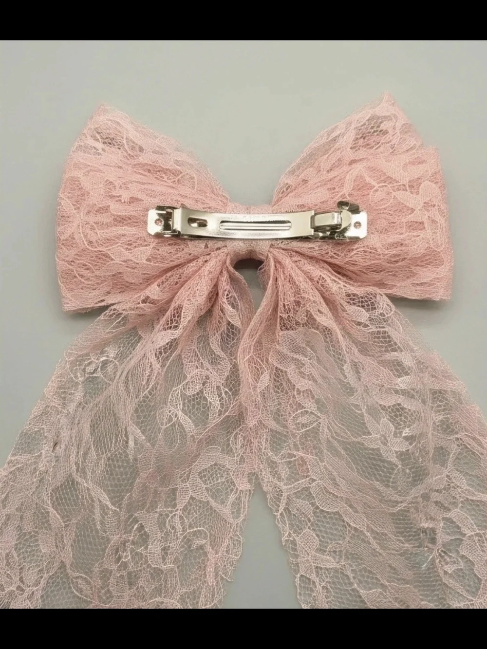 Lace Bow Hair Clip in Soft Pink